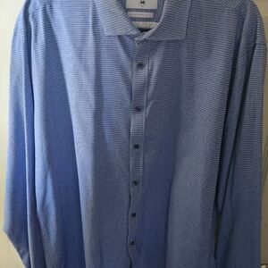 Ron Tomson Men's Textured Blue Casual Shirt